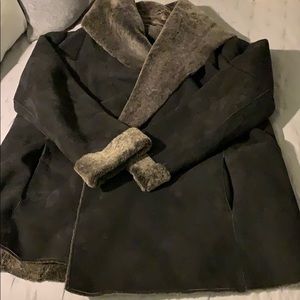 Vince Hip-length black shearling coat